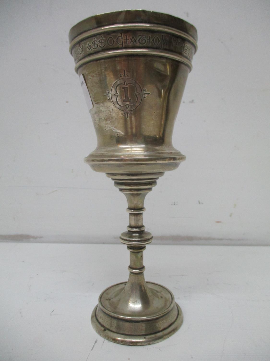 Military interest: a Victorian silver chalice/prize cup, Birmingham 1877, by Elkington & Co ( - Image 7 of 22