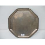 A George VI silver tray, Sheffield 1944, by Walker & Hall, of octagonal form, having a gadrooned