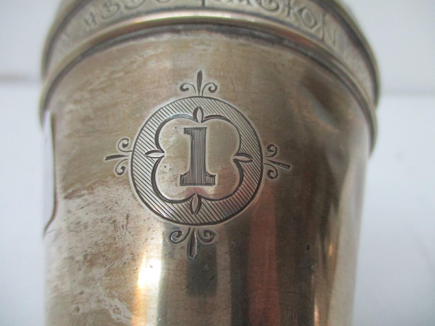 Military interest: a Victorian silver chalice/prize cup, Birmingham 1877, by Elkington & Co ( - Image 11 of 22