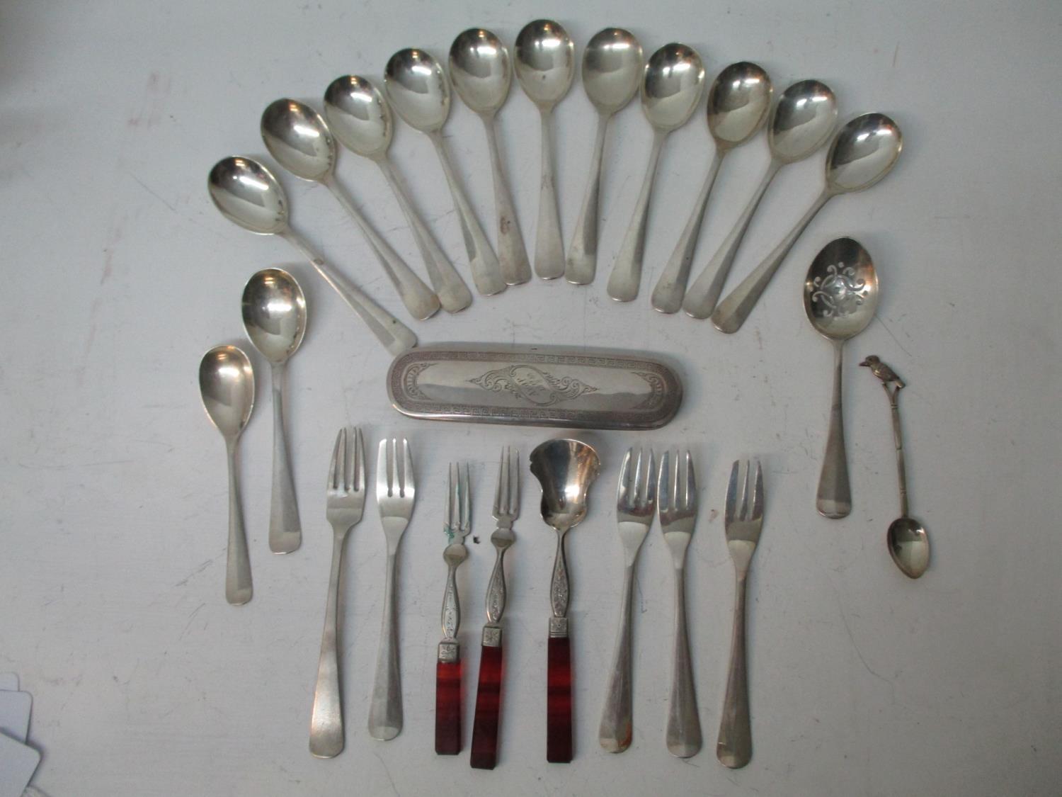 A selection of early 20th century mainly Dutch white metal cutlery, together with a late 19th - Image 2 of 14