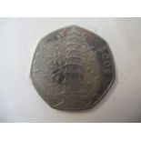 A circulated Kew Gardens 50 pence coin