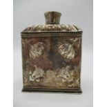 A 19th century white metal tea caddy bearing the Dutch import mark for 1814-1893 to the lid and