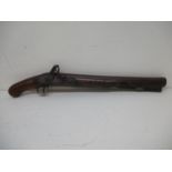 An early 19th century Smith Flintlock Blunderbuss with engraving to the tail of the lock plate,