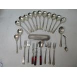 A selection of early 20th century mainly Dutch white metal cutlery, together with a late 19th
