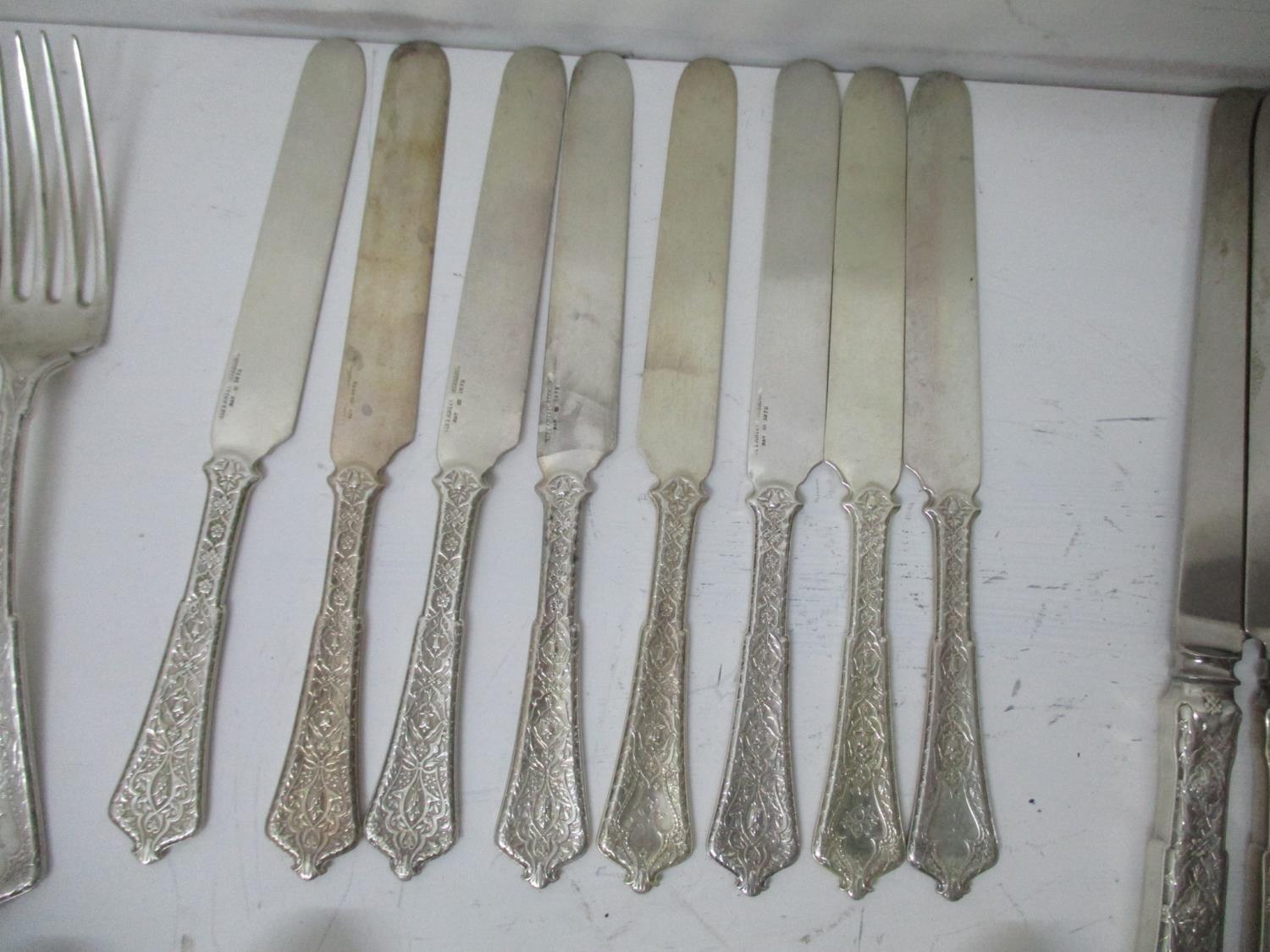 A late 19th century suite of Tiffany American sterling silver cutlery in the Persian pattern, each - Image 6 of 22