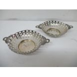 A pair of Edwardian bonbon dishes by E S Barnsley & Co, Birmingham 1908 with twin wreath and
