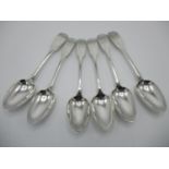 Six matching George III silver fiddle back pattern dessert spoons, Samuel Neville, Dublin 1814,