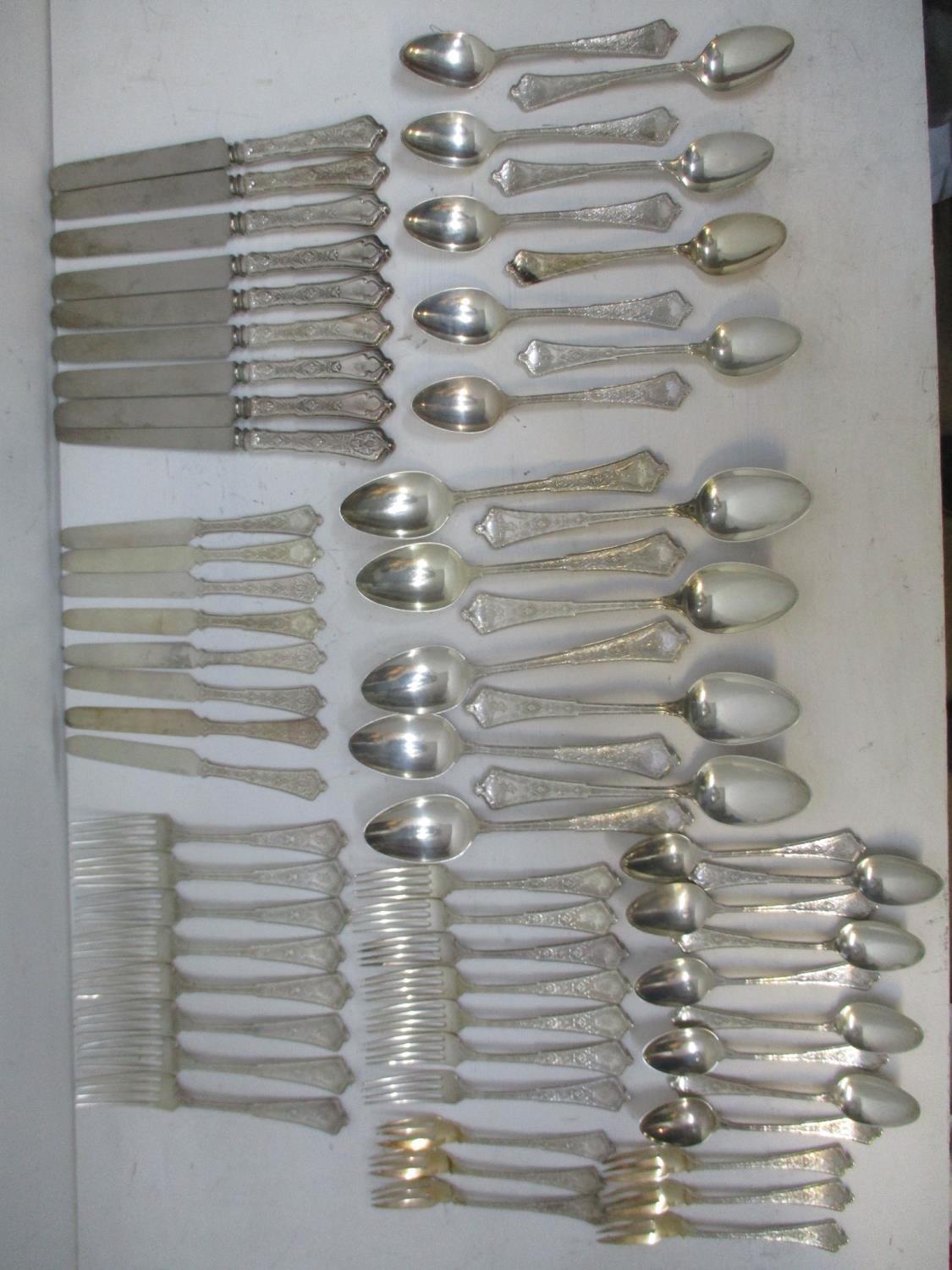 A late 19th century suite of Tiffany American sterling silver cutlery in the Persian pattern, each