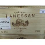 Twelve cased bottles of Chateau Lanessan Haut-Medoc 2010 Location RAM