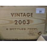 Six cased bottles Niepoort, 2003 vintage, 750ml Location 3,2