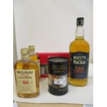 Three bottles of Whyte & Mackay Scotch Whisky to include 37.5cl x 2 and 1lt bottle and two selection