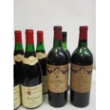 A quantity of seven mixed reds to include Chateau Pontet Canet Pauillac 1962 and Valnay 1969