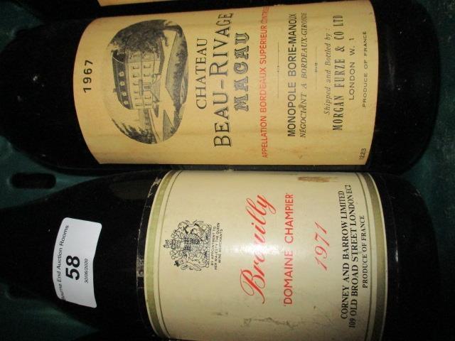 Eight bottles of French wine to include Brouilly 1971 Domine Champier 1967, Chateau Beau-Rivage - Image 2 of 3