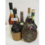 Vecchia Romagna brandy and mixed spirits to include cognac, seven bottles in total