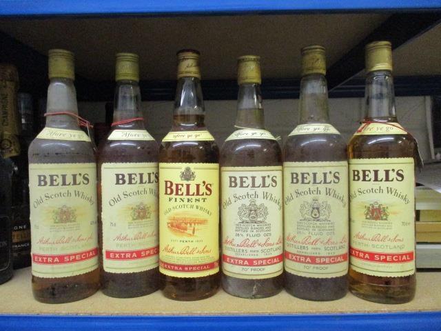 Six bottles of Bells Finest Old Scotch Whisky 75cl and 70cl,26 2/3fl oz