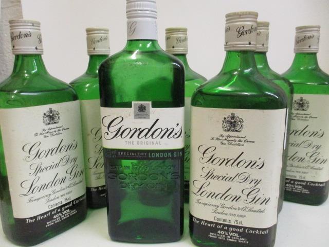 Seven bottles of Gordons Special dry London Gin, 6 x 75cl, 1 x 70cl