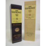 Two bottles of Glenlivet, one 15 years old the other 12 years old