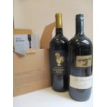 A boxed wine breather and two 1.5l bottles of wine to include Galodoro Reserva 2016 and The Black