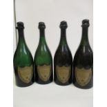 Four bottles of Dom Perignon 1955, two bottles mid shoulder, A/F