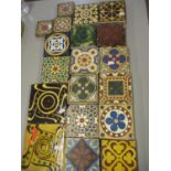 A collection of seventeen Victorian tiles to include W Godwin examples, together with two Clive