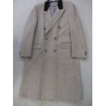 Harrods - A gents herringbone pure new wool coat having a black felt collar, size 40 Regular