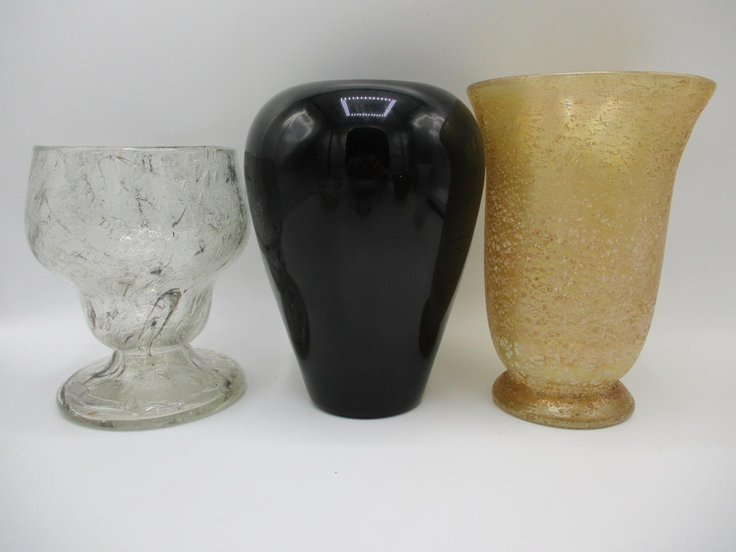 A selection of European and British art glass to include a signed V Nason & C black glass vase, a - Image 2 of 4