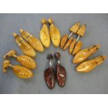 Six pairs of wooden shoe stays, size 8, gents (Condition: Vendor's initials on stays either by pen