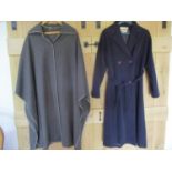 Harrods - a ladies navy cashmere and woollen calf length coat, UK size 10, together with a Jaeger