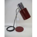 Josef Hurka for Napako - a Czechoslovakian model 1636 table lamp in red, with adjustable shade,