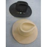 Two John B Stetson Company gents wool felt cowboy style Stetsons, size 7 3/8 and a Knudsen Hat Co.