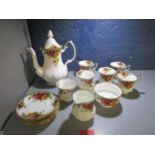 A Royal Albert Country Roses part coffee set comprising of sixteen pieces