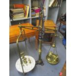A large Victorian set of cast iron and brass shop scales with weights