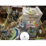 Mixed ornaments to include models of fairy's, domed birds, pictures and other items