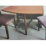 A retro G-Plan Fresco drop leaf teak table, 100"l, extended and 20" long un-extended, together