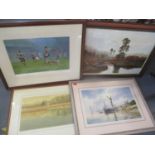 Pictures to include Denis Pannett - Quiet Mooring Chichester Harbour watercolour framed and