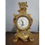 A French late 19th century gilt spelter case mantle clock