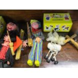 Three Pelham Puppets to include baby horse, witch and clown