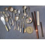 Mixed silver plated flatware, mainly spoons, fish knives and others, a 1937 Coronation souvenir