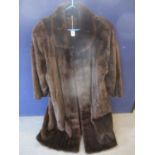 A 20th century dark brown mink fur full length coat, measurements 44/46" chest x 49" long and a