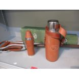 Two Underwood outdoor pursuit flasks and an outdoor shooting stick