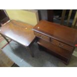 A Reproduction mahogany two drawer bookcase, together with a mahogany coffee table