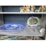 A mixed lot to include two early 19th century large blue and white meat plate in the Triumphal