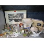 A miscellaneous lot to include a framed early 20th century photograph of a plant seller and mixed