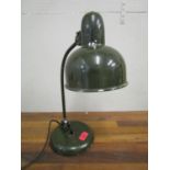 A French 1930s swan neck desk lamp and shade, PAT tested and rewired