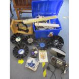 Mixed electricals, a modern table top bookstand, two Roberts radios and other items