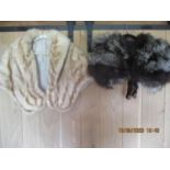Two vintage fur stoles, one a blonde mink and the other wolf