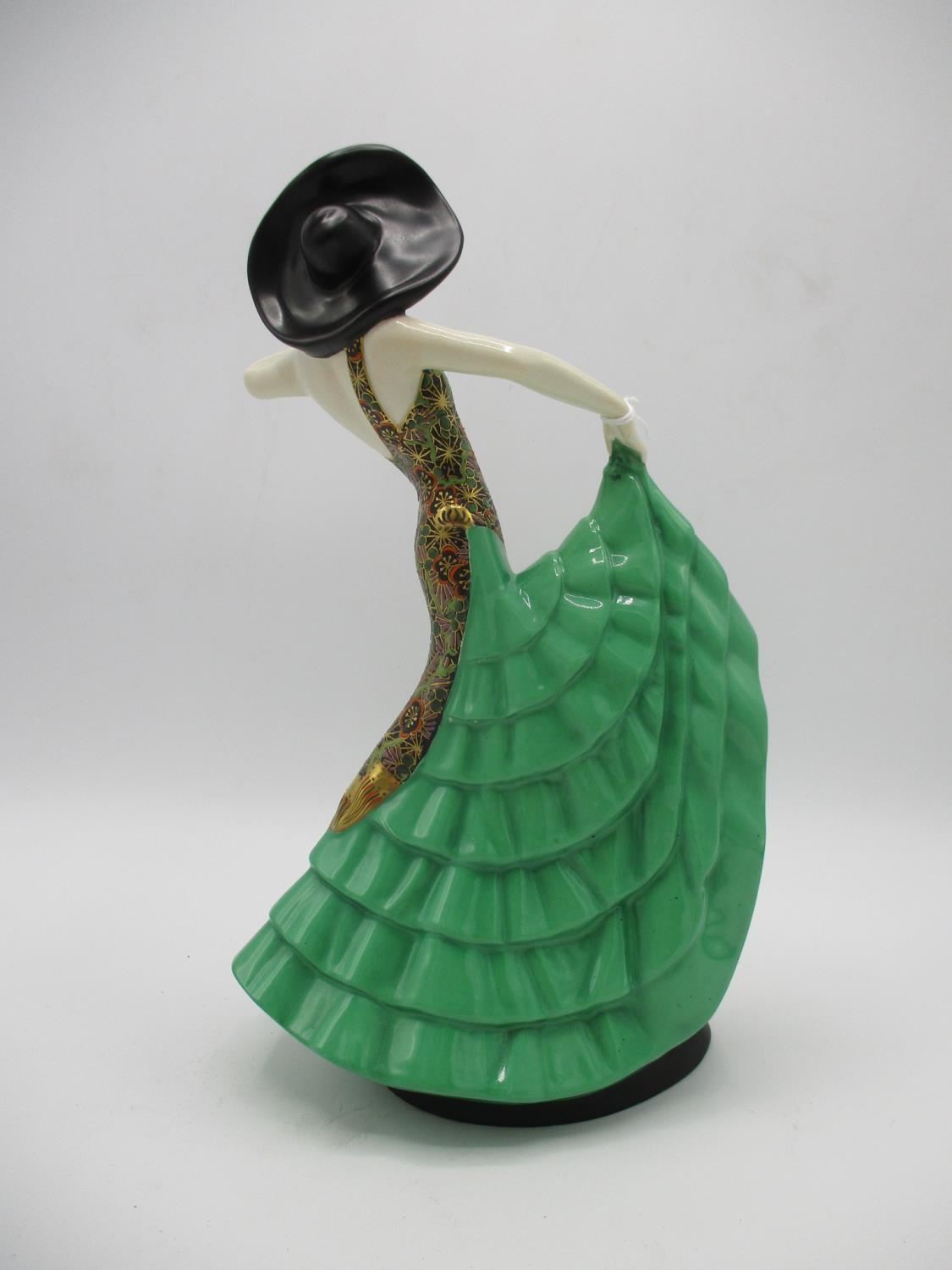 Kathleen Parsons for Crown Devon Fieldings - Rio Rita, a 1930s pottery figurine in green dress and - Image 3 of 5