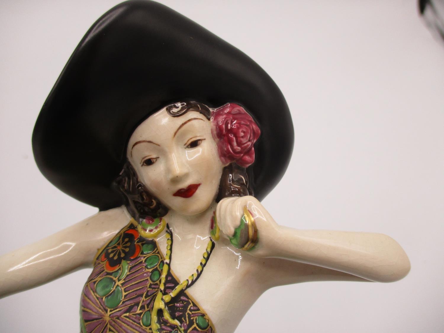 Kathleen Parsons for Crown Devon Fieldings - Rio Rita, a 1930s pottery figurine in green dress and - Image 5 of 5