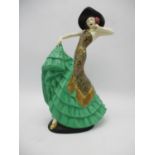 Kathleen Parsons for Crown Devon Fieldings - Rio Rita, a 1930s pottery figurine in green dress and