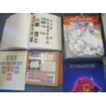 Postage stamps from around the world contained in two albums and a box